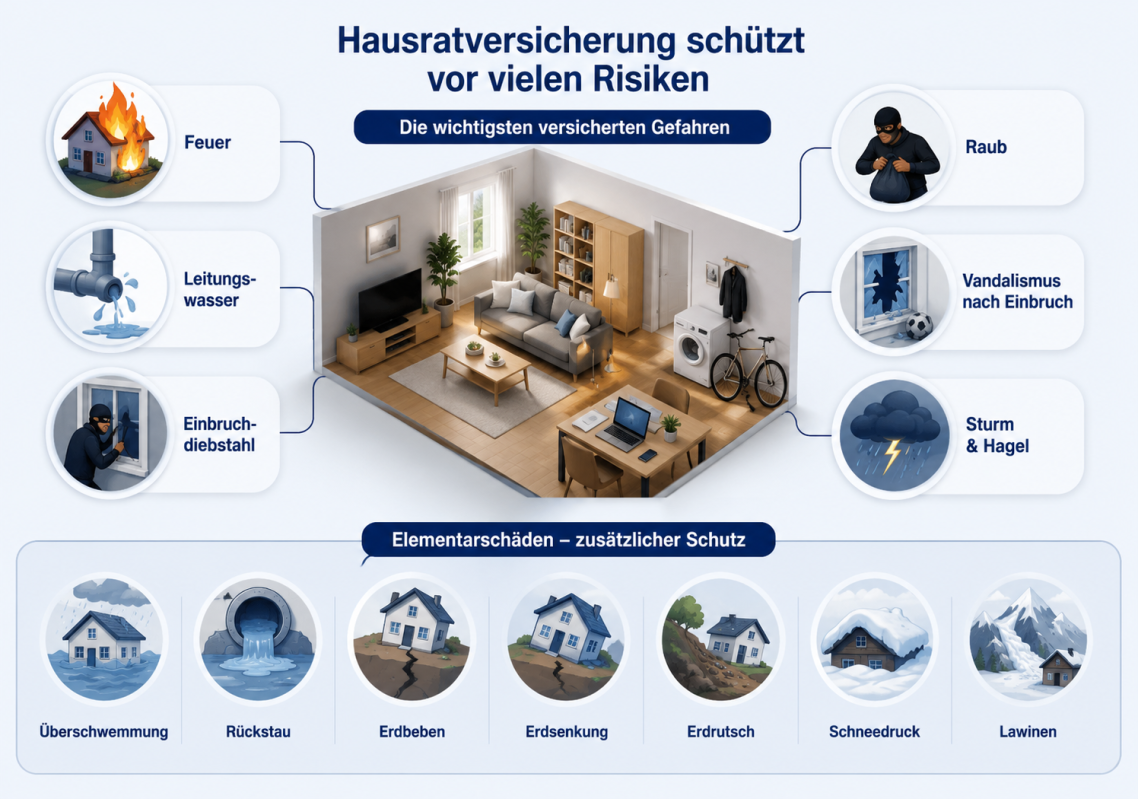 Versicherte Gefahren einer Hausratversicherung Versicherte Gefahren einer Hausratversicherung