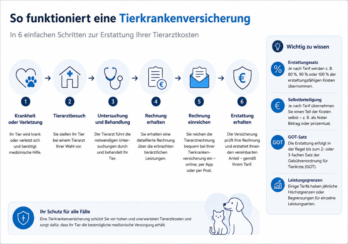 Sechs Schritte zur Funktionsweise einer Tierkrankenversicherung