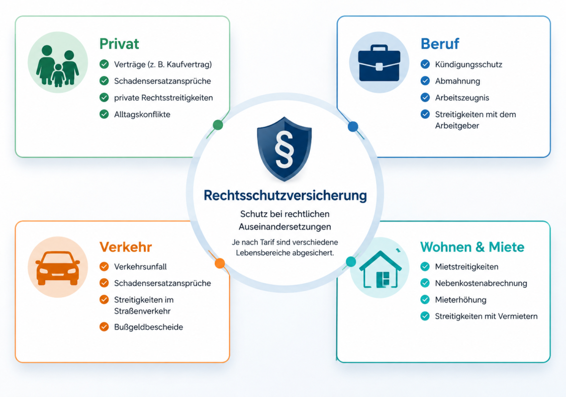 Aufzeigen von Privat-, Berufs-, Verkehrs- und Wohnrechtsschutz Aufzeigen von Privat-, Berufs-, Verkehrs- und Wohnrechtsschutz