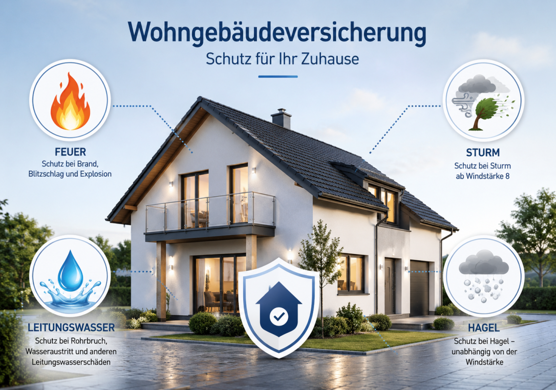 Vier versicherte Gefahren bei einer Wohngebäudeversicherung Vier versicherte Gefahren bei einer Wohngebäudeversicherung