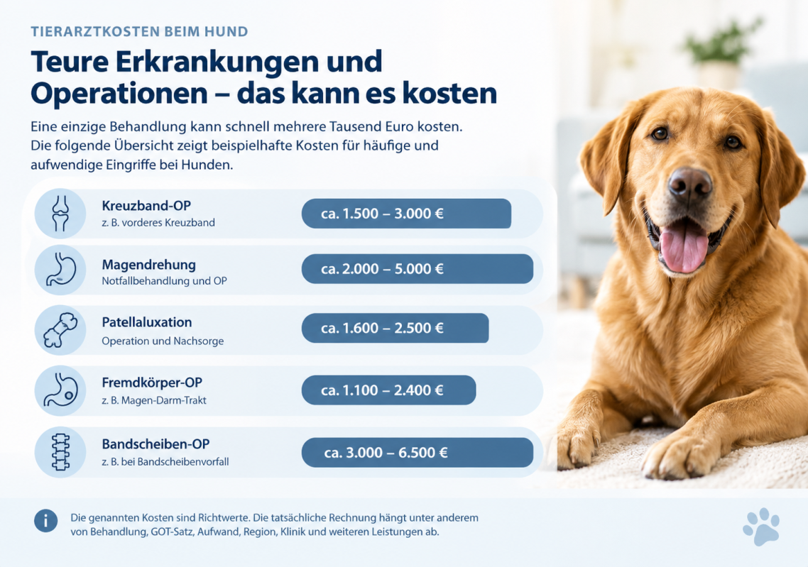 Beispielkosten einer OP bzw. Erkrankung von einem Hund Beispielkosten einer OP bzw. Erkrankung von einem Hund
