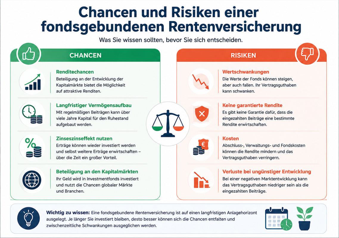 Gegenüberstellung der Chancen und Risiken einer fondsgebundenen Rentenversicherung Gegenüberstellung der Chancen und Risiken einer fondsgebundenen Rentenversicherung