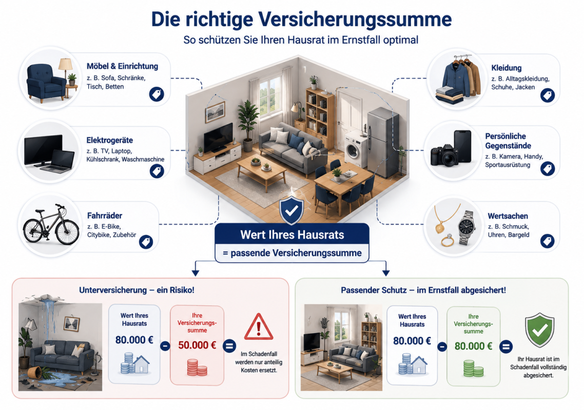 Bestimmung der richtigen Versicherungssumme des Hausrates Bestimmung der richtigen Versicherungssumme des Hausrates